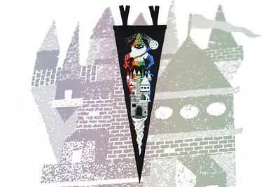 Wizard Pennant 420 collegiate dnd dungeons and dragons felt flag grain illustration noisy oxford oxford pennant pennant procreate psychedelic retrosupplyco stoner texture