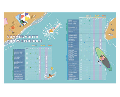 summer schedule graphic design grid illustration magazine spread spreadsheet summer typography