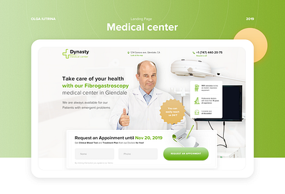 Medical Center clinic doctor green landing page ui ux webdesign white