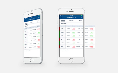 Scrolling positions table app design finance investing product design stocks table ui