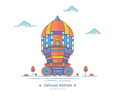 Chennai-Landmark Illustration Series-Valluvar Kottam design identity illustration illustrator landscape photoshop vector