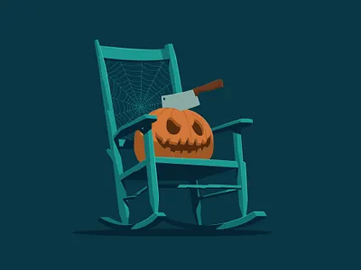 Happy Halloween chopping knife cobweb halloween knife pumpkin rocking chair spider web