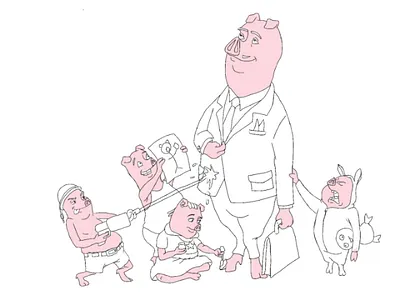 Ever Fatherly animation characters cute illustration lineart pigs pink