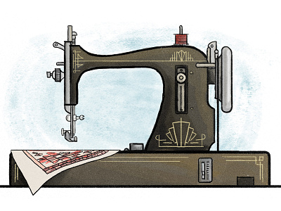 Vintage Sewing Machine illustration machine quilt sewing vintage