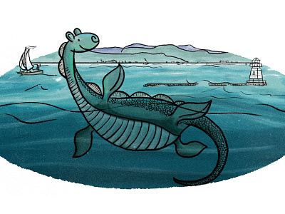 Champ, The Lake Champlain Monster burlington gouache illustration vermont