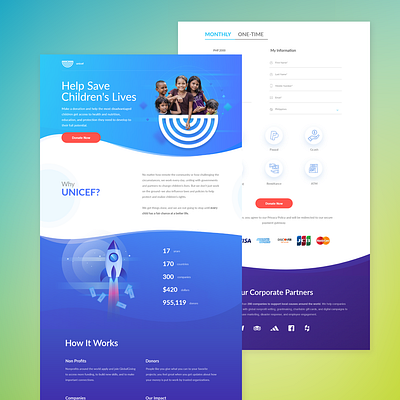 Unicef Conceptual Landing Page adobe xd branding landing page design ui ui ux design ui ux ux design vector web design