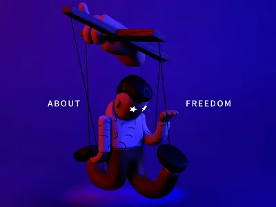 Freedom c4d character design photoshop poster a day poster art