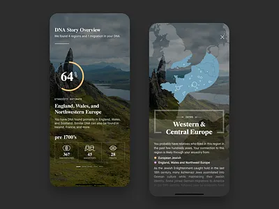 DNA Story app app design dna ethnicity history iphone mobile mobile app research story ui design