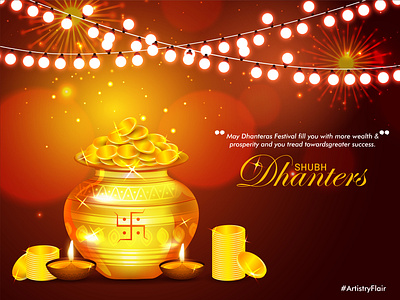 Shubh Dhanteras abstract artistryflair bokeh celebration colorful design dhanteras diwali glow goddess happy illustration kalash laxmi light shutterstock sketch vector