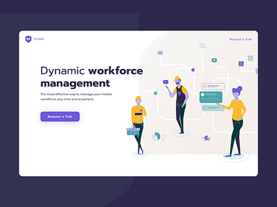 Branding & landing page design animation branding field workforce icons illustration integration leafs logos managment map product schedule task team testimonial tracking ui video web design workforce