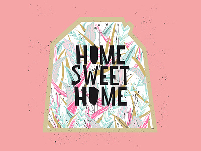 Home Sweet Home design drawing handdrawn home sweet home illustration lettering letters plant quote scandinavian swirl vector