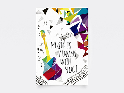 Postcard — Music is always with you! abstraction art geometry guitar illustration music notes postcard