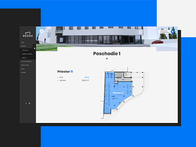 Rozak.sk - premises selector architecture architecture website blue building geometric modern website