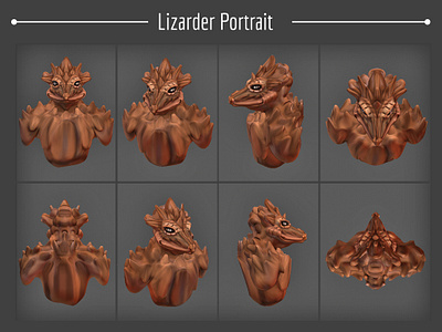 Lizarder Portrait 3d 3d art 3d model clay model sculpting sculpture vector