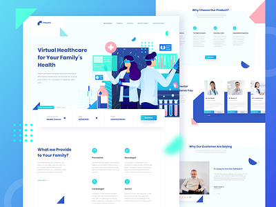 Virtual Healthcare Landing Page doctor drugs flat gradient header illustrations landing page medic medical ui ui design ux virtual