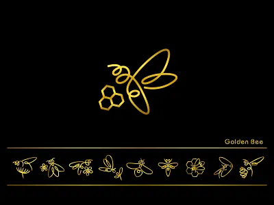 Golden bee - Logo & Brand 1 art brand creative hand drawn honey honeybee logo pen vector