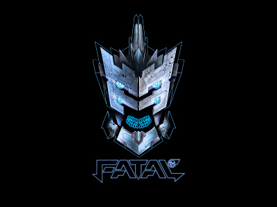 Transformer mask black blue fatalfe illustration logo mask neon robot space transformer typography vector