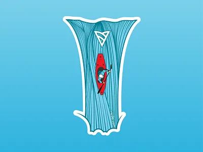 Kayaker running waterfall sticker adobe illustrator blue colour illustration kayak kayaker paddle sticker sticker design vector waterfall