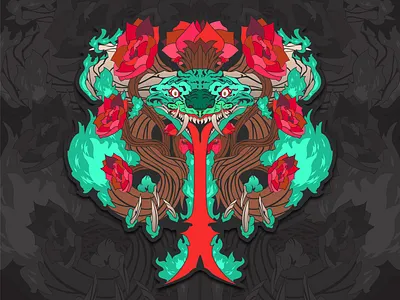 Tiger illustration rose roses tiger vector