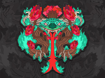 Tiger illustration rose roses tiger vector