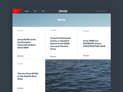 Yamarin Cross - News page boats design marketing ui ux web design website design website development