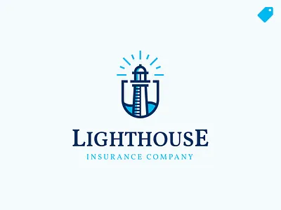 "Lighthouse" logo template branding illustration insurance lighthouse lighthouse logo logo logoforsale