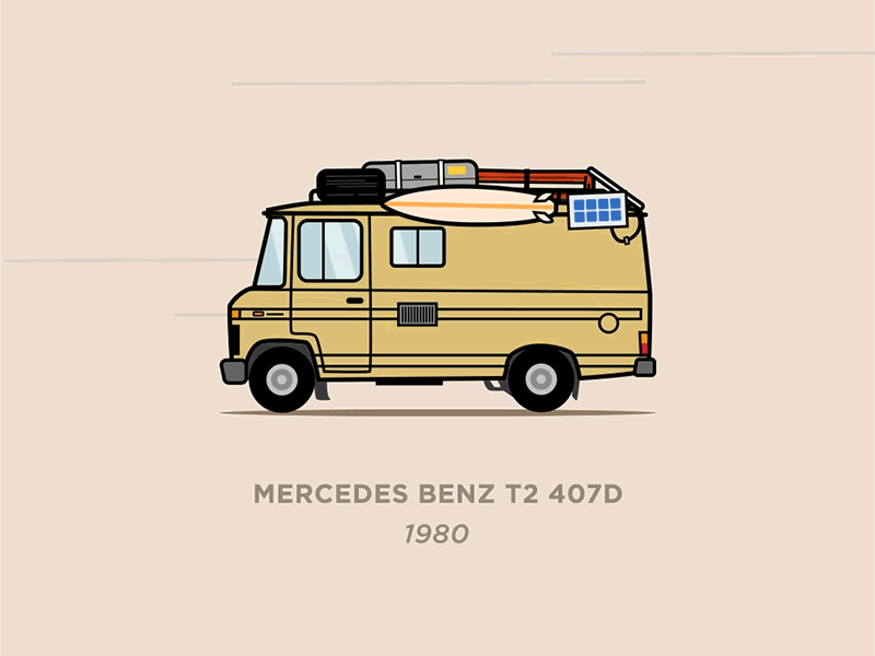 European Campers: Mercedes Benz T2 (1980) animation camper europe ilustration mercedes van van camper