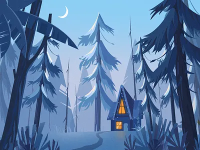 Forest cottage design illustration ui