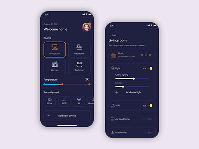 Smart home app app design lighting minimal smarthome ui ux