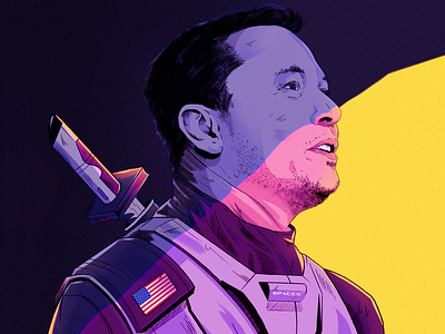 Space Warrior Musk artwork elon elon musk illustration illustrator musk ninja portrait space spacex tesla vector warrior