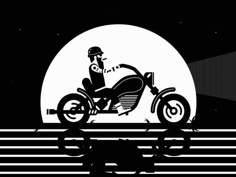 Ride art direction biker blackandwhite evening illustration illustrator motion motorcycle ride tatoos vector