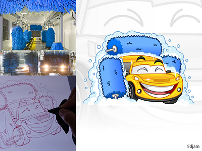 Automatic Car Wash Tunnels Mascot Design auto automatic car cartoon character design illustration logo mascot robot tunnels vector vehicle wash