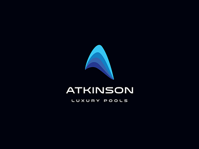 Atkinson Luxury Pools - Logo Design abstract blue brand branding deep blue design logo luxury minimal modern ocean pool pools rich blue water wave