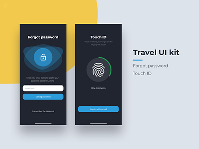 Travel app UI kit app clean design forgot password inspiration mobile mobile app touch id touchid travel ui ui kit uikit