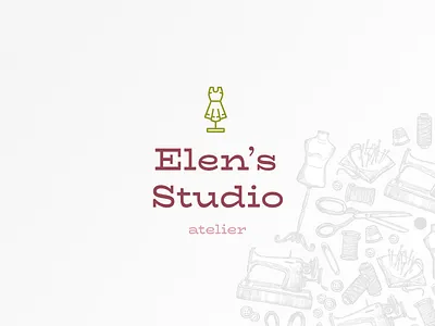 Elen's studio - logotype atelier branding clean design green logo logotype sewing vector