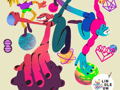 Illustration for Linoleum animation art character design design doodle hand drawn illustration photoshop planet poster illustration print procreate space t shirt