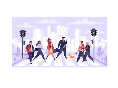 People Crossing Street 2d adobe illustrator art character character design cityscape color concept design crossing crossroad crosswalk downtown drawing flat illustraion pedestrian skyscraper street vector vector art