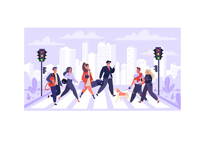 People Crossing Street 2d adobe illustrator art character character design cityscape color concept design crossing crossroad crosswalk downtown drawing flat illustraion pedestrian skyscraper street vector vector art
