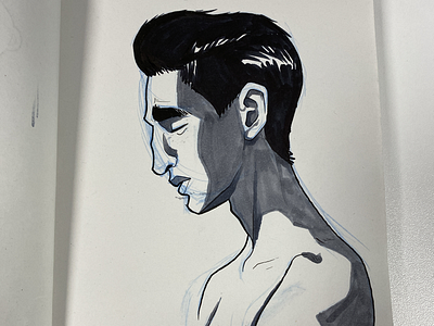 A man black drawing illustration ink inktober man white