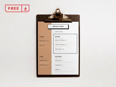 Clipboard Menu Mockup branding clipboard design download free freebie identity menu mockups psd restaurant stationery