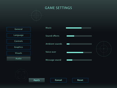 Daily UI #7: Settings dailyui dailyui007 dailyuichallenge dark mode design game music screen ui ux videogame visual design