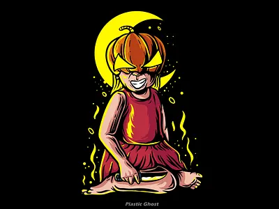 lil jack O lantern apparel design artwork cartoon design for sale girl halloween halloween custom illustration jack o lantern pumpkin head spooky kid tshirt design vector