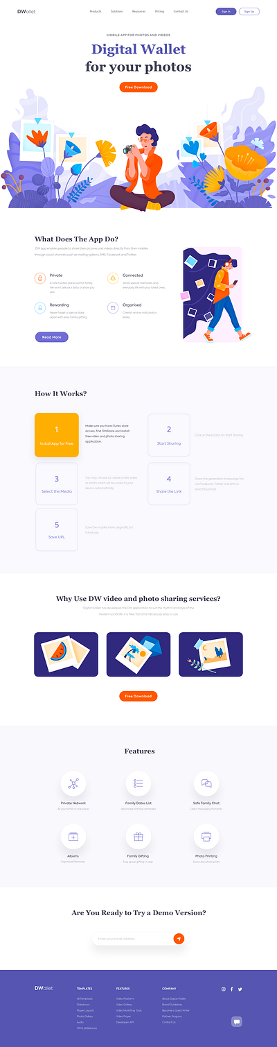 Landing Page - DWallet colors design illustration landing minimal page ui ux web website