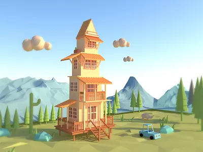 Lowpoly scenario c4d design illustration travel