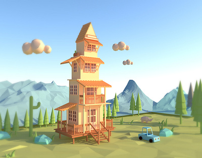 Lowpoly scenario c4d design illustration travel