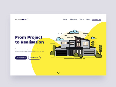 Modern house illustration on website architecture website design header illustration identity illustration illustration art illustration design mark symbol ui ux ux vector webdesign website