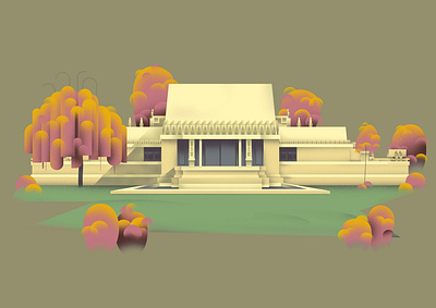 California – Hollyhock House (1917) architecture art design franklloyd home illustration