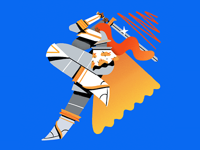 Knight blue illustration knight orange shapes sword textures