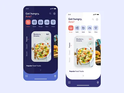 Food Trucks Mobile App clean dark ui dashboard design find food food and drink food app food truck icons interface ios menu minimal mobile app search trend 2019 ui ui ux