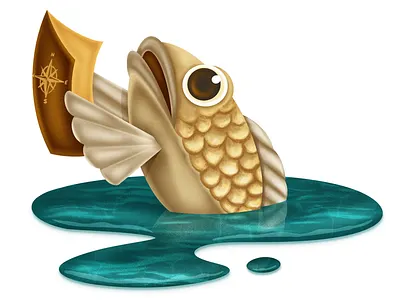 Like a fish out of water atlas character design fins fish fish eye illustration outdoor swim travel water